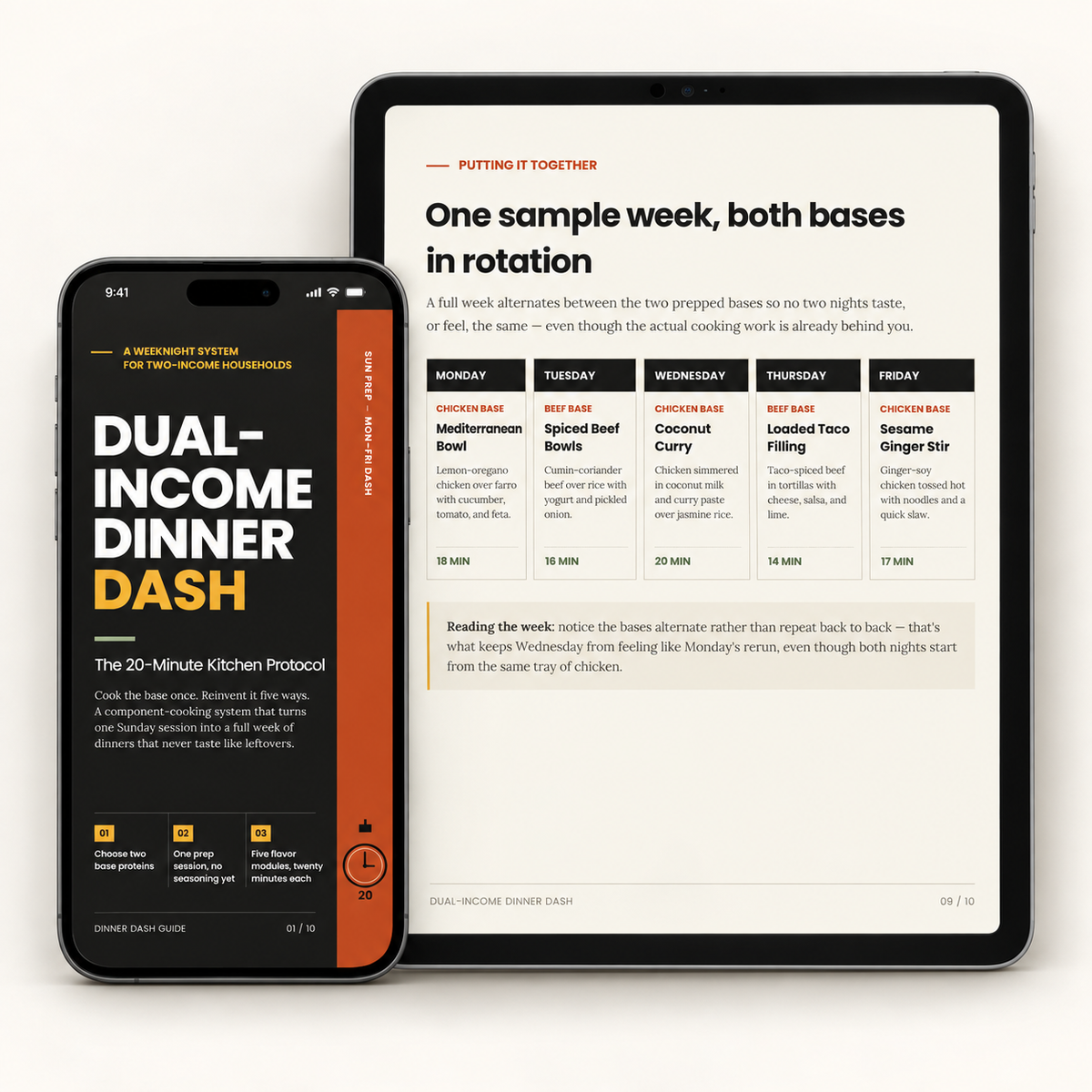 Dual-Income Dinner Dash displayed on phone and tablet